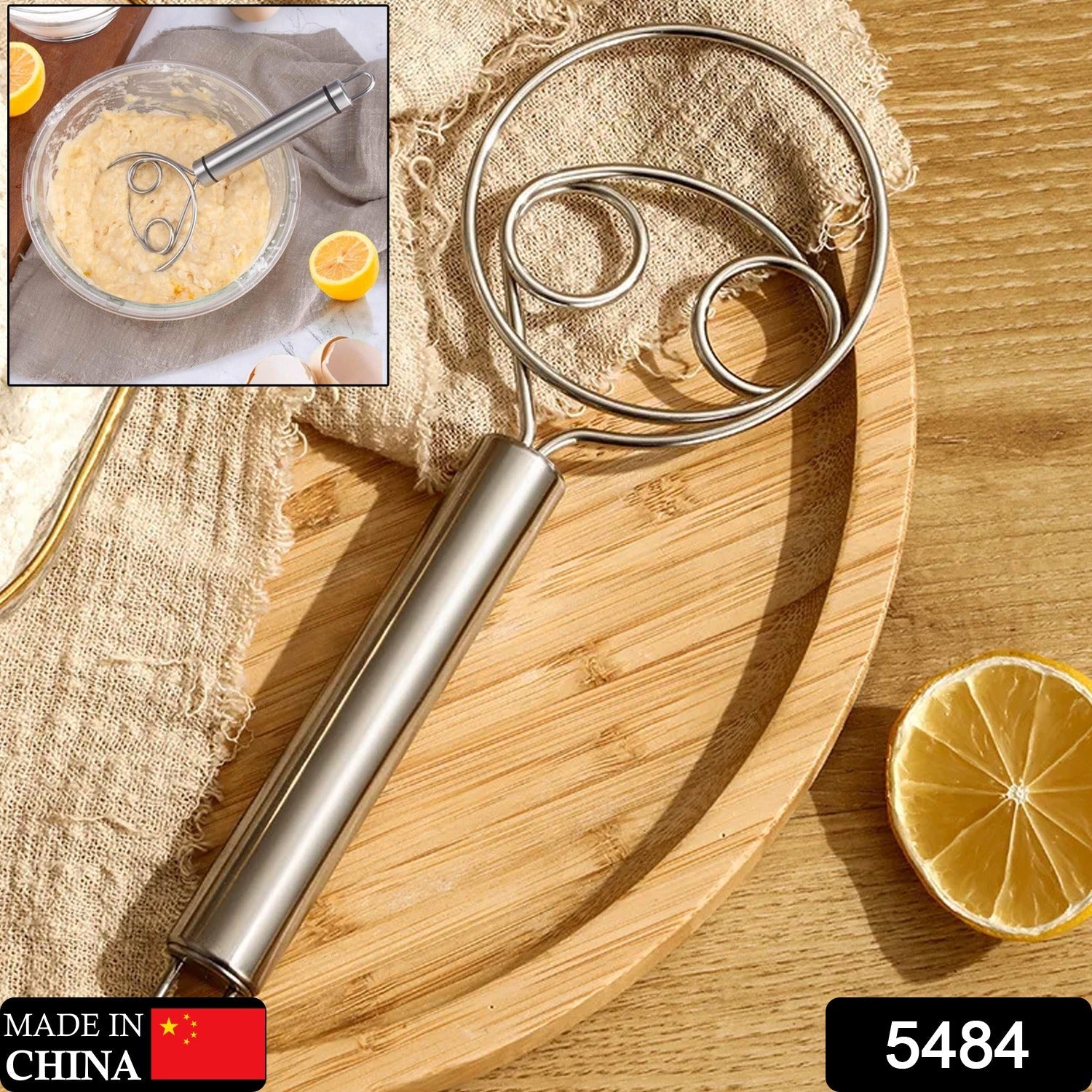 5484 Dough Whisk, Premium Stainless Steel Dutch Whisk, Dough Hand Mixer Artisan Blender For Egg, Bread, Cake, Pastry, Pizza Dough - Perfect Baking Tools, Whisking, Tirring Kitchen Tools (1 Pc) 5484 Dough Whisk, Premium Stainless Steel Dutch Whisk, Dough Hand Mixer Artisan Blender For Egg, Bread, Cake, Pastry, Pizza Dough - Perfect Baking Tools, Whisking, Tirring Kitchen Tools (1 Pc)